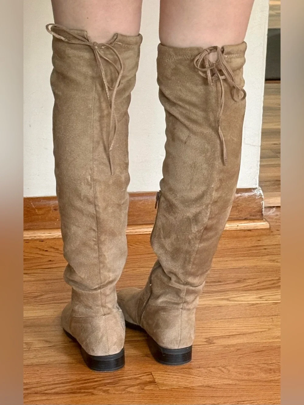 Women’s Over-the-Knee faux suede Boots in Tan